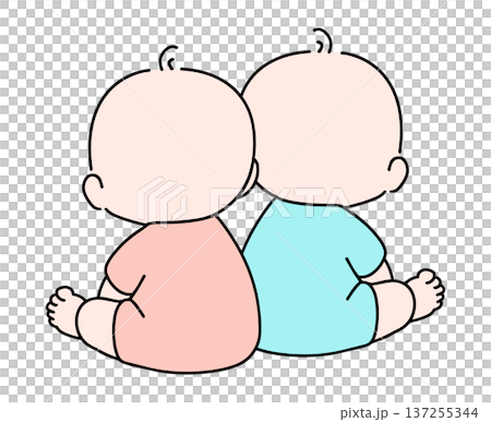 雙胞胎寶寶，背影 137255344