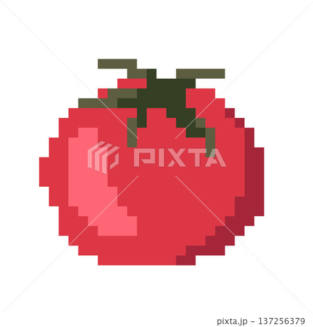 ドット絵の野菜,透過背景,トマト 137256379