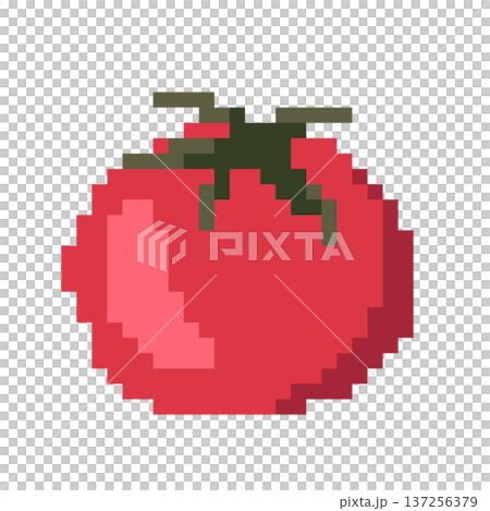 ドット絵の野菜,透過背景,トマト 137256379