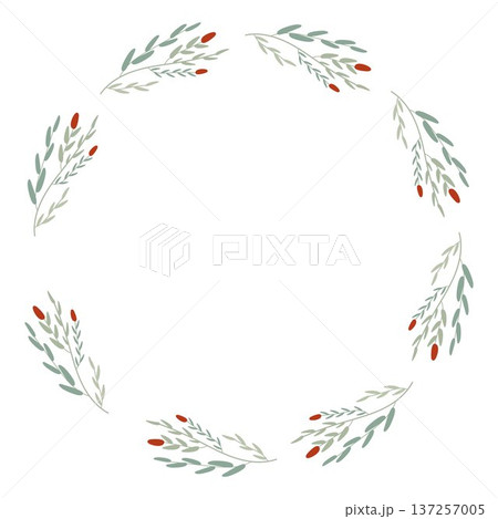 Simple wreath of cute pastel color plants 137257005