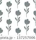 seamless botanical simple pattern with plants in a monochrome palette 137257006
