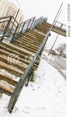 The Architecture backgrounds and objects. Bridge in winter. The Architecture backgrounds and objects. Bridge in winter. 137257039