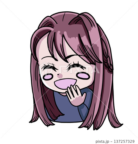 大笑いするブルベ夏の女の子のカラーイラスト 大笑いするブルベ夏の女の子のカラーイラスト 137257329