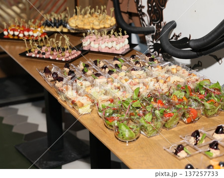Luxurious arrangement of gourmet bites for upscale events Luxurious arrangement of gourmet bites for upscale events 137257733