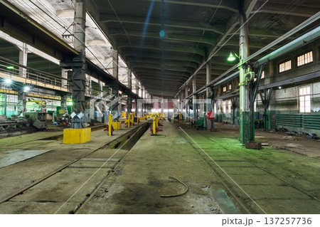 Deserted manufacturing building with aged structures and spacious layout Deserted manufacturing building with aged structures and spacious layout 137257736