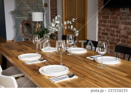 Charming country style dining space with decorative accents 137258255