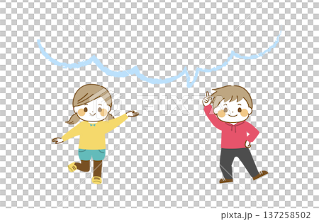 Children's illustrations and speech bubble frames Children's illustrations and speech bubble frames 137258502