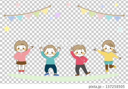 微笑的孩子和旗幟 微笑的孩子和旗幟 137258505