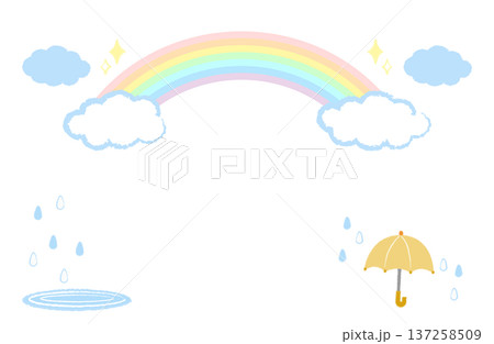 雨あがりの虹と雲の背景 137258509