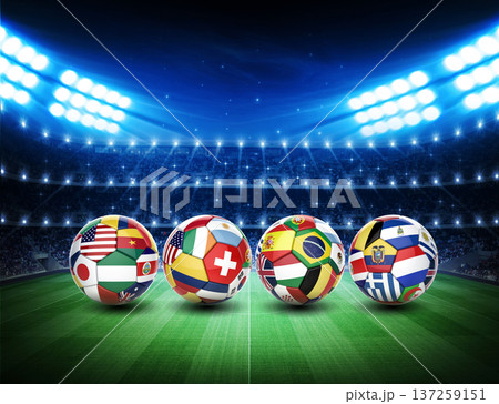 3d soccer balls with nations team's flags 3d soccer balls with nations team's flags 137259151
