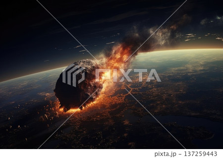 Apocalyptic asteroid entering Earth's atmosphere 137259443