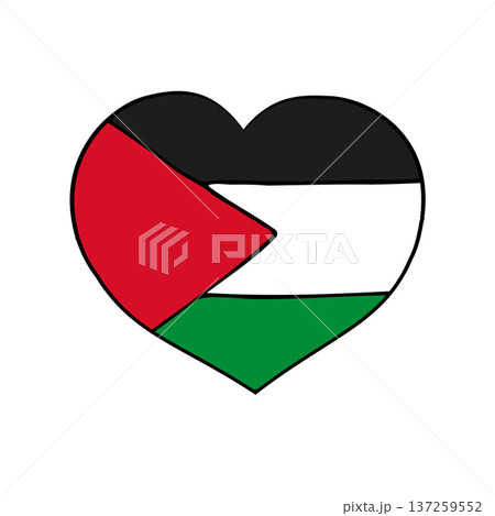 Vector hand drawn sketch Palestine flag heart Vector hand drawn sketch Palestine flag heart 137259552