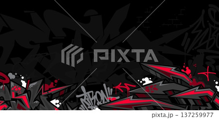 Cool Dark Abstract Flat Urban Street Art Graffiti Style Vector Illustration Template Background Art 137259977