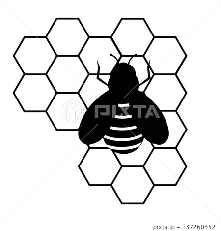 Bee Icon with Honeycomb Pattern Bee Icon with Honeycomb Pattern 137260352