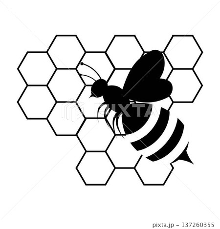 Bee Icon with Honeycomb Pattern Bee Icon with Honeycomb Pattern 137260355