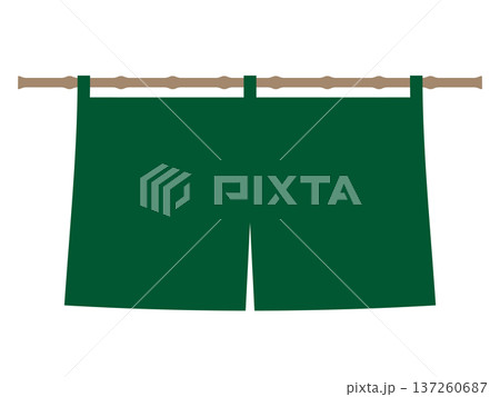 深緑色の暖簾のイラスト 137260687