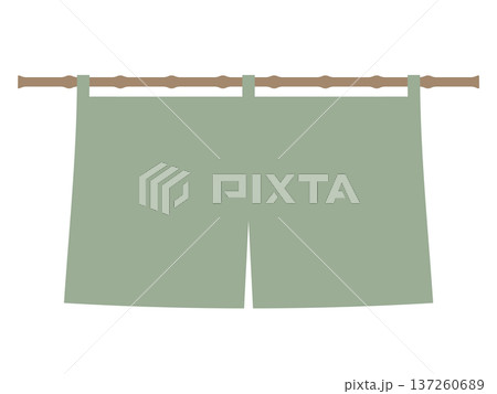 淡い緑色の暖簾のイラスト 137260689