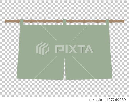 淡い緑色の暖簾のイラスト 137260689