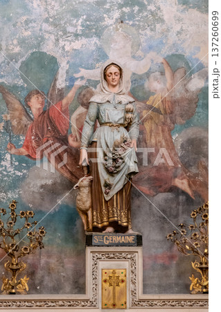 France, Toulouse, Interior of Saint Etienne Cathedral, Statue of Saint Germaine Cousin France, Toulouse, Interior of Saint Etienne Cathedral, Statue of Saint Germaine Cousin 137260699