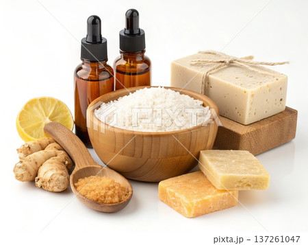 Natural spa and wellness collection featuring organic handmade soap bars 137261047