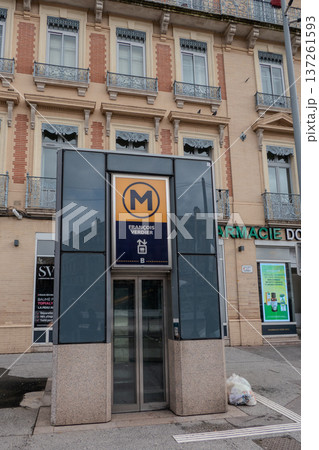 France, Toulouse, entrance to the Francois Verdier metro station on line B 137261593