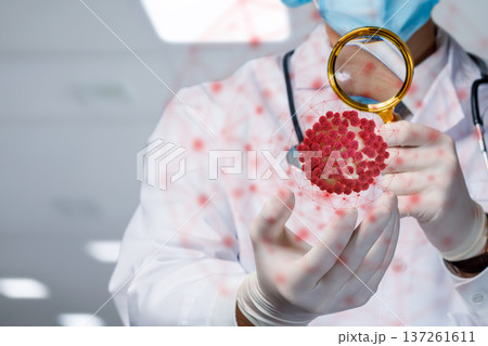 Scientist studies virus 137261611