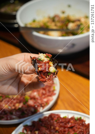 Traditional Korean Beef Tartare Yukhoe Traditional Korean Beef Tartare Yukhoe 137261781