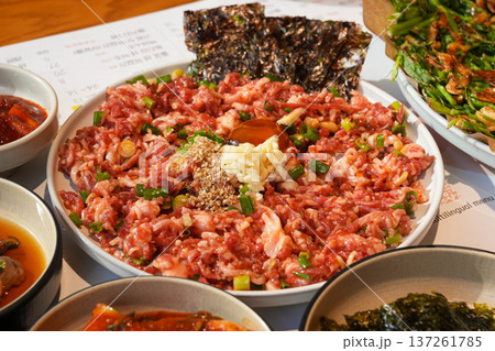 Traditional Korean Beef Tartare Yukhoe 137261785