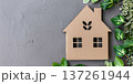 Clean and organized home decor featuring house shape and greenery for a fresh atmosphere 137261944