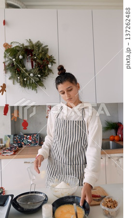 Friendly character in kitchen with festive decorations and inviting mood Friendly character in kitchen with festive decorations and inviting mood 137262488