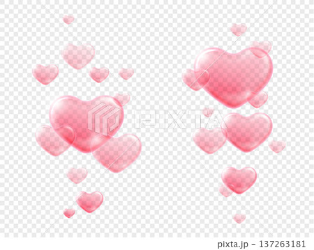 Pink Heart Soap Bubbles composition 137263181
