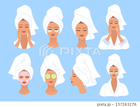 Vector illustration of woman skincare set Vector illustration of woman skincare set 137263276