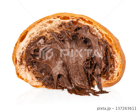 Chocolate Filled Croissant Cross Section Isolated 137263611