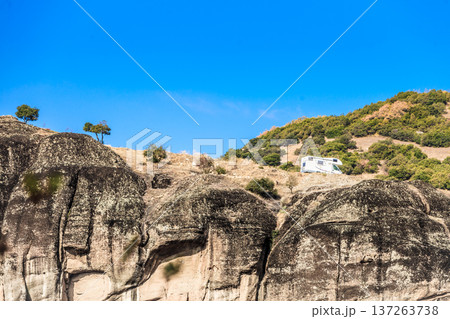 Camper car in mountains Meteora Greece 137263738