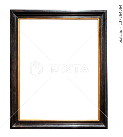 vertical old black painting frame cutout on white 137264664