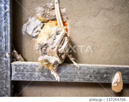 disassembled electrical switch on wire on frame disassembled electrical switch on wire on frame 137264706