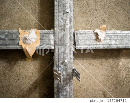 bars of used steel framing for plasterboard wall bars of used steel framing for plasterboard wall 137264712