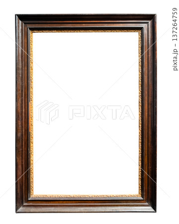 vertical old dark brown painting frame cutout 137264759