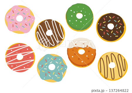 カラフル ドーナツ イラスト ベクター 137264822