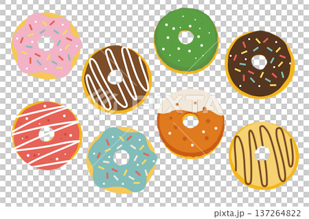 カラフル ドーナツ イラスト ベクター 137264822