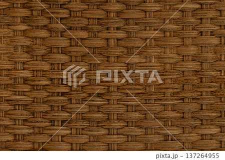Close up of wicker basket weave pattern, rustic texture detail. 137264955