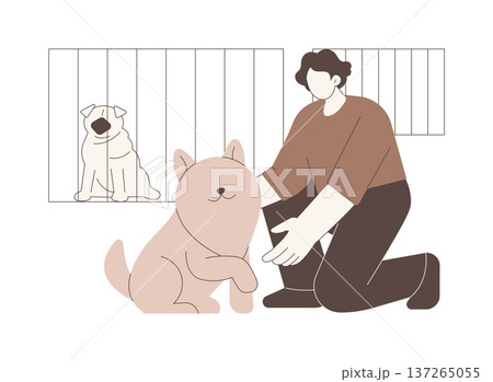 Helping in animal shelter isolated cartoon vector illustrations. Helping in animal shelter isolated cartoon vector illustrations. 137265055