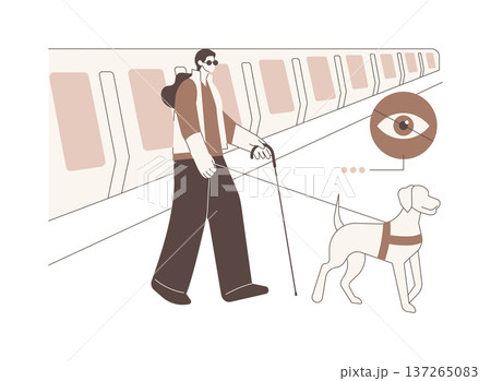 Assistance dog isolated cartoon vector illustrations. 137265083