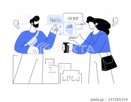 AI Real-Time Translation Earbuds abstract concept vector illustration. 137265154