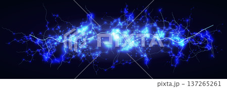 Lightning Electric Energy Plasma Neon Blue Voltage Current Spark Glow Surge Power Cyber Network Circuit Data Technology Abstract Background Pulse Wave Storm Vector Illustration. Lightning Electric Energy Plasma Neon Blue Voltage Current Spark Glow Surge Power Cyber Network Circuit Data Technology Abstract Background Pulse Wave Storm Vector Illustration. 137265261
