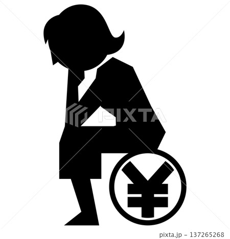 お金について考える女性 お金について考える女性 137265268