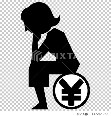 お金について考える女性 お金について考える女性 137265268