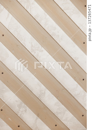 Diagonal Wooden Slats Over Marble Surface 137265471