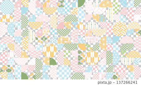 【春の背景素材】伝統文様のカラフルな和柄イラスト 137266241