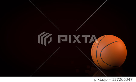 Orange Basketball on Dark Background with Reflection 3d render. 137266347